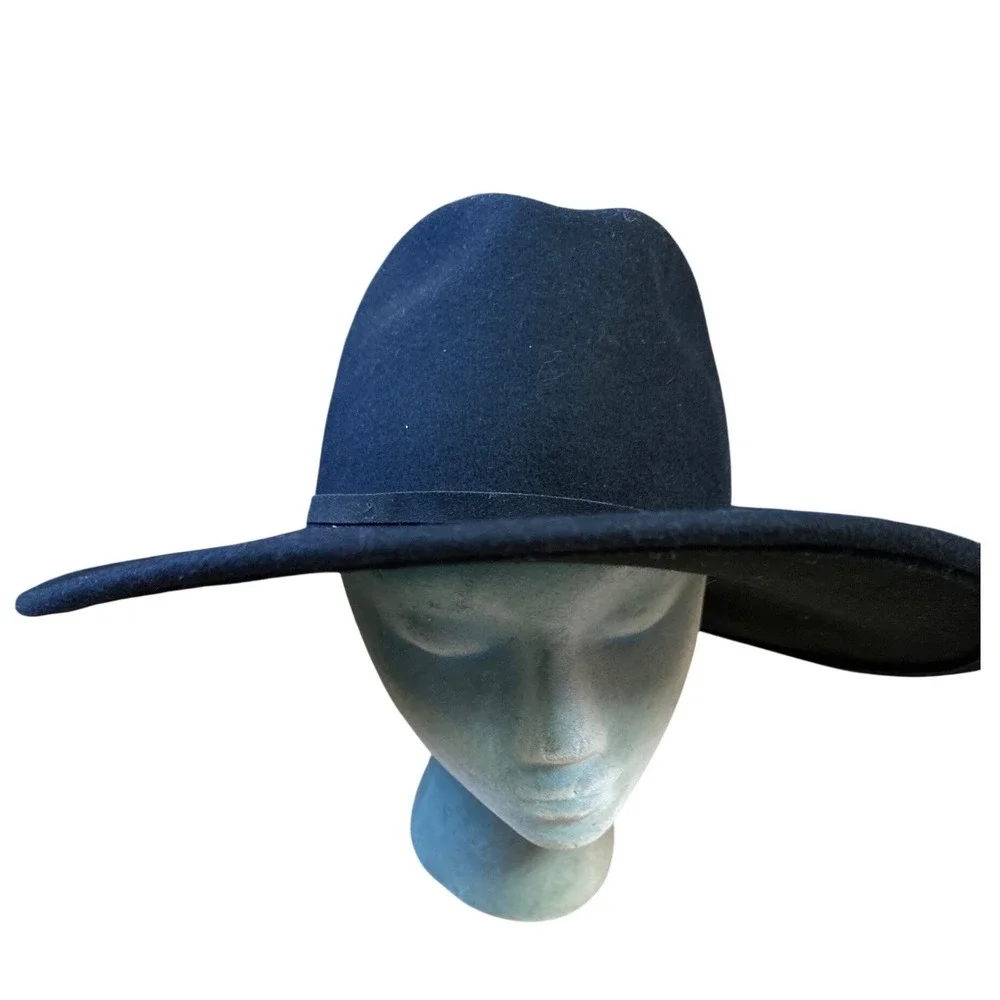Goorin Bros Black Wide Brim Rancher Fedora Hat Western Boho Festival Large